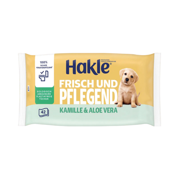 496302 Hakle Feucht Frisch und Pflegend Kamille und Aloe Vera, Feuchte Toilettentuecher, biologisch abbaubar, plastikfrei, Nachfuellung, 1 Stk